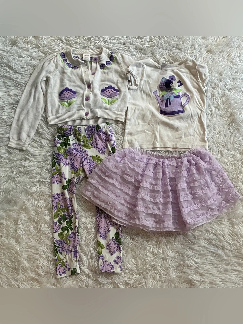 Gymboree Lovely Lavender Embroidered Matching Outfit 4 Piece Set Purple Girls 4T
